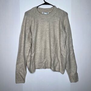 NWT Zara alpaca wool blend beige pullover sweater size XL